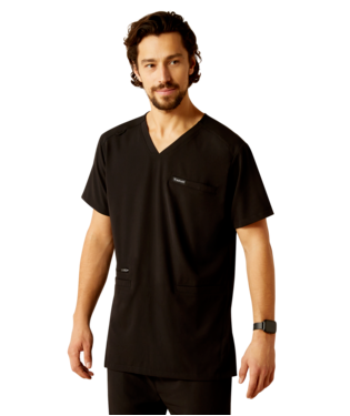 [10039720] MNS DERHAM STR 6 PKT SHORT SLEEVE SCRUB TOP BLACK