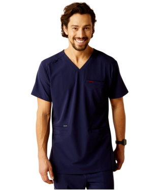 [10039721] MNS DERHAM STR 6 PKT SHORT SLEEVE SCRUB TOP NAVY