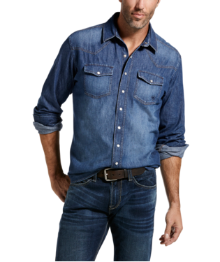 [10033464] MNS DENIM RETRO LONG SLEEVE SHIRT STONE