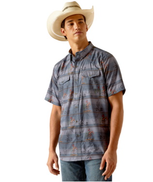 [10049022] MNS VENTTEK WESTERN FTD SHORT SLEEVE SHIRT EBONY GREY