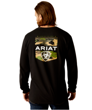 [10052035] MNS ARIAT LOTF CAMO SHIELD LONG SLEEVE T SHIRT BLK