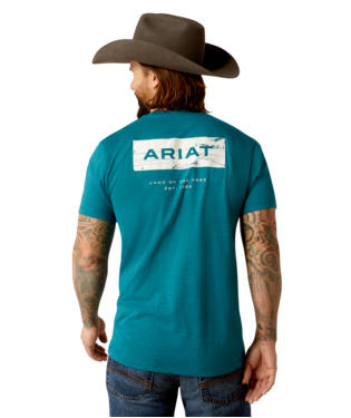 [10052036] MNS ARIAT STACKS SHORT SLEEVE T SHIRT CYAN BLACK HEATHER