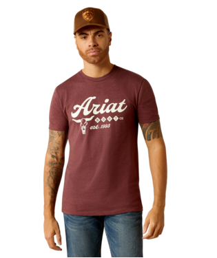 [10052504] MNS ARIAT EST BOOT CO. SHORT SLEEVE T SHIRT MAROON HEATHER