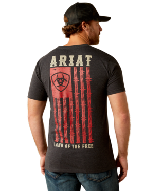 [10053985] MNS ARIAT BARBED FLAG SHORT SLEEVE T SHIRT CHARCOAL HEATHER