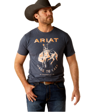 [10053986] MNS MADE TO LAST BRONCO SHORT SLEEVE T SHIRT NAVY HEATHER