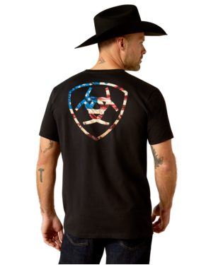 [10053993] MNS ARIAT RUGGED AMERICAN SHIELD SHORT SLEEVE T SHIRT BLACK