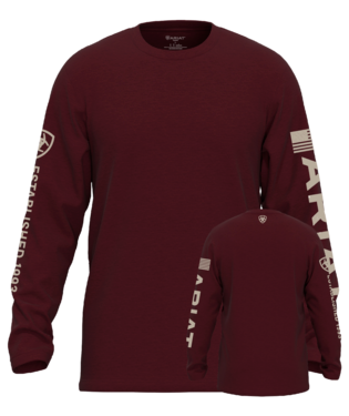 [10054194] MNS ARIAT ELEVATED V2 LONG SLEEVE T SHIRT BURGUNDY HEATHER