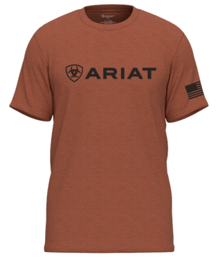 [10054196] MNS ARIAT SHIELD FLAG SHORT SLEEVE T SHIRT ADOBE HEATHER