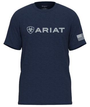 [10054198] MNS ARIAT SHIELD FLAG SHORT SLEEVE T SHIRT NAVY HEATHER