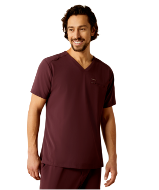 [10039682] MNS WHTMN STR 2 PKT SHORT SLEEVE SCRUB TOP WINE