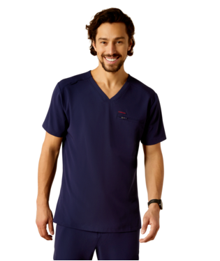 [10039683] MNS WHTMN STR 2 PKT SHORT SLEEVE SCRUB TOP NAVY