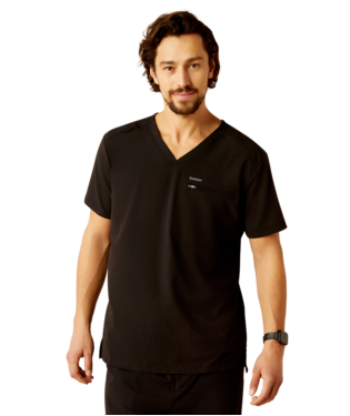 [10039684] MNS WHTMN STR 2 PKT SHORT SLEEVE SCRUB TOP BLACK