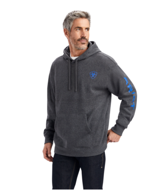 [10040816] SWEATSHIRT, MNS ARIAT LOGO HOODIE CHARCOAL HEATHER
