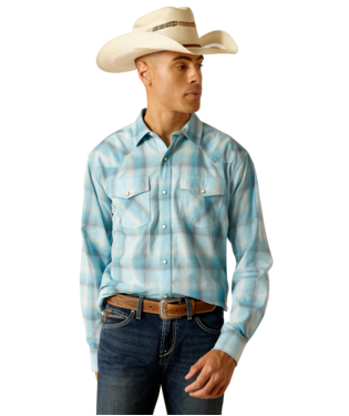 [10048570] MNS HENRYK RETRO SNAP LONG SLEEVE SHIRT CRYSTAL BLUE