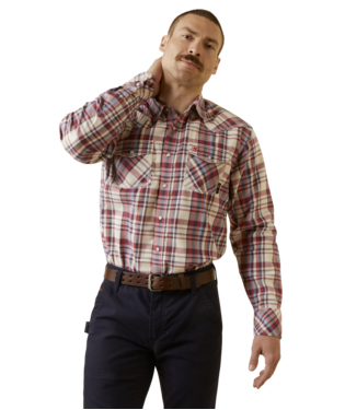 [10046543] MNS FR DILLON LONG SLEEVE WORK SHIRT RED DAHLIA PLAID