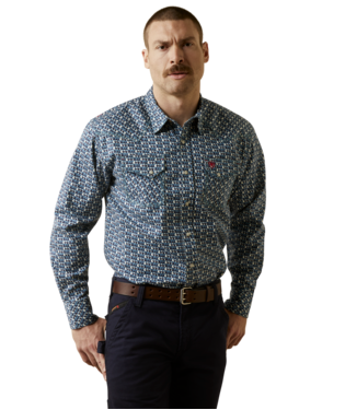 [10046547] MNS FR EARP LONG SLEEVE WORK SHIRT STORM BLUE