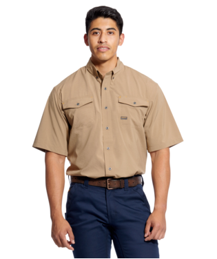 [10025384] MNS RBR MD TGH VTTK DRST SHORT SLEEVE WORK SHIRT KHAKI