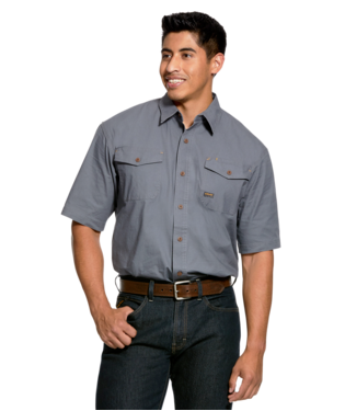 [10025392] MNS RBR MD TGH DRST SHORT SLEEVE WORK SHIRT STEEL