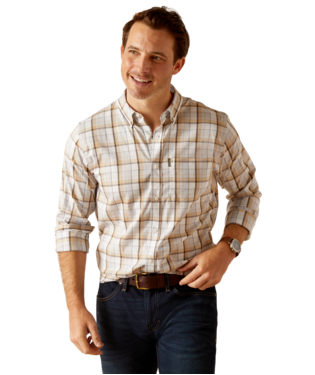 [10048653] MNS NAPA LONG SLEEVE SHIRT TAN CHECK