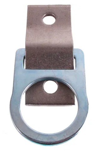 [00360] (00360-A) Stainless Steel 2-Hole Anchor Plate with D-ring / Bolt or weld to structure / 1/2" Holes / Plate size 1/4" x 2" x 4-1/4" - Construction Anchors
