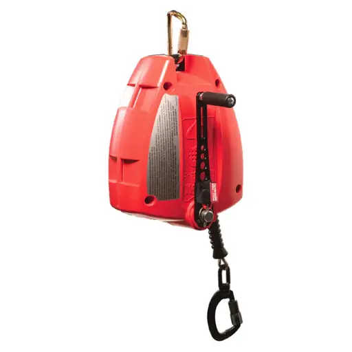 [32135] 50 FT 3-way galvanized steel cable FabXCalibre SRL, double locking aluminum carabiner (Red Housing) - Retrieval SRLs