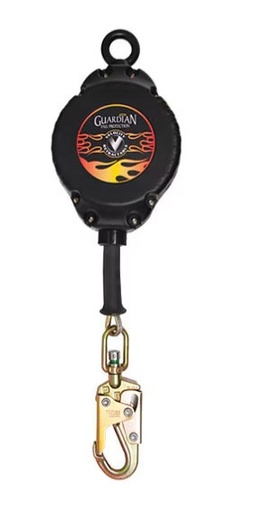 [42000] 16 FT Velocity galvanized cable SRL with swivel indicating snap hook, swivel top, includes carabiner - Overhead Anchored SRLs Class 1