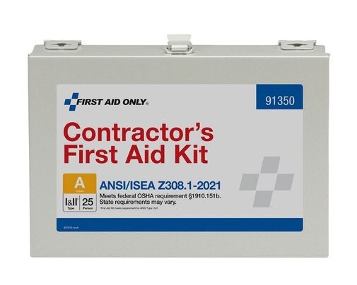 [91350] 25 Person ANSI 2021 Class A, Contractor Metal First Aid Kit