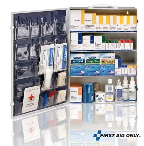 [90576] 4 Shelf First Aid ANSI 2015 Class B+ Metal Cabinet, with Meds