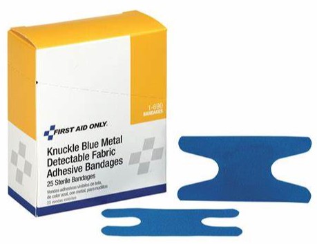 [1-690] Blue Metal Detectable Fabric Knuckle Bandages, 25/box