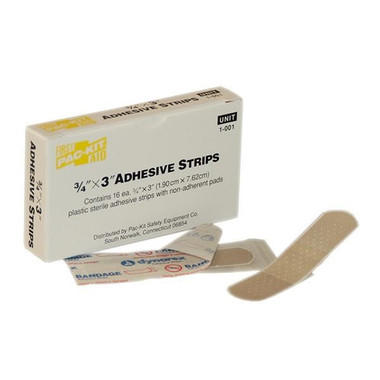 [1-001] 3/4"x3" Plastic Bandages, 16/box 