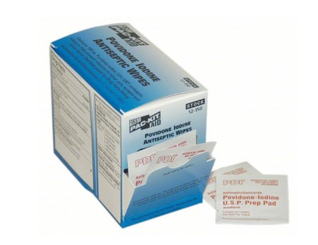 [12-150] PVP Iodine Wipes, 100/box 