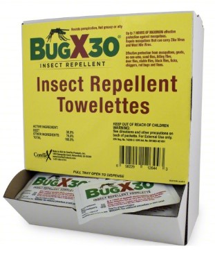 [18-750] BugX30 Insect Repellent Wipes DEET, 50/box