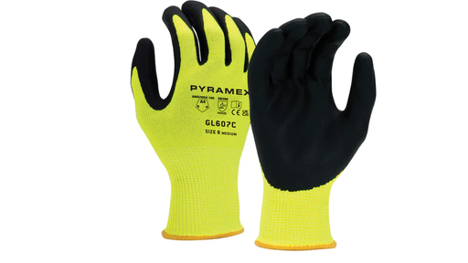 GL607C-PAIR Gloves, FoamNitrile 13g HPPE HiVis Lime A4 Cut