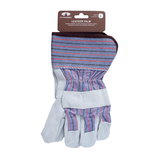 GL1001WHT-PAIR Gloves, Leather Palm Safety Cuff - Hang Tagged