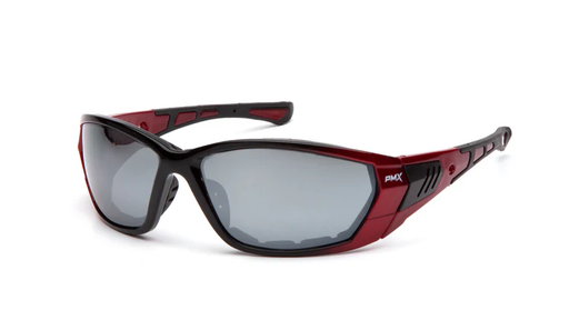 [SR10870D] Glasses, Atrex - Silver Mirror Anti-Fog - Red- Foam Padded