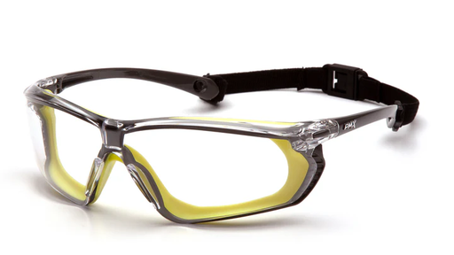 [SGL10610DT] Glasses, Crossovr - Gray-lime frame / clear H2X anti-fog lens - Gray/Lime