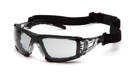 [SB10225STMFP] Glasses, Fyxate - Light Gray H2MAX Anti-Fog with Foam Padding - Black Temples