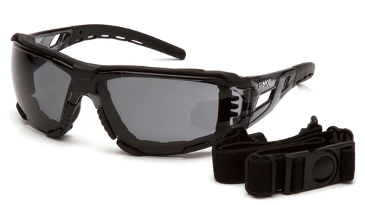 [SB10220STMFP] Glasses, Fyxate - Gray H2MAX Anti-Fog with Foam Padding - Black Temples