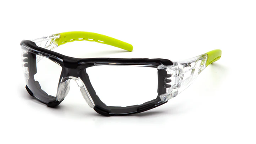[SBL10210STMFP] Glasses, Fyxate - Clear H2MAX Anti-Fog with Foam Padding - Lime Temples
