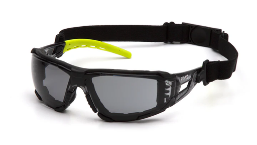 [SBL10220STMFP] Glasses, Fyxate - Gray H2MAX Anti-Fog with Foam Padding - Lime Temples