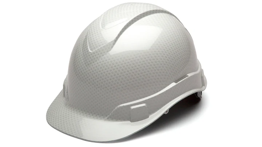 [HP44116S] Hard Hat, Ridgeline Cap Style 4 Pt Ratchet Suspension - Shiny White Graphite Pattern