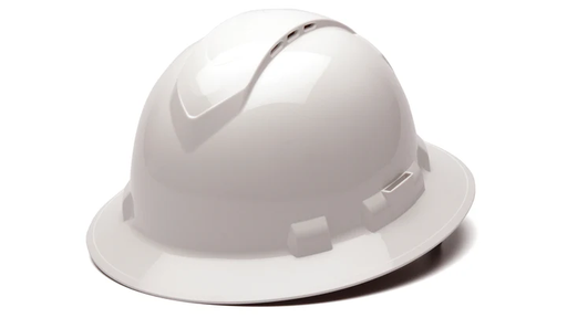 [HP54110V] Hard Hat, Ridgeline Vented Full Brim 4 Pt Ratchet Suspension - White
