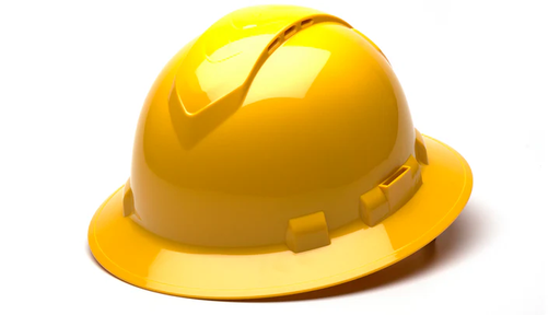 [HP54130V] Hard Hat, Ridgeline Vented Full Brim 4 Pt Ratchet Suspension - Yellow