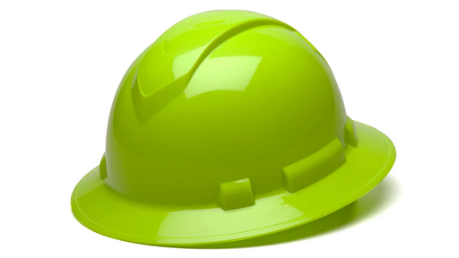 [HP54131] Hard Hat, Ridgeline Full Brim 4 Pt Ratchet Suspension - Hi Vis Lime