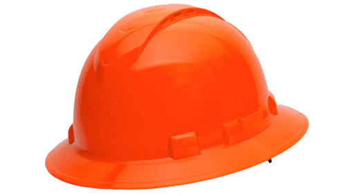 [HP54141V] Hard Hat, Ridgeline Vented Full Brim 4 Pt Ratchet Suspension - HI Vis Orange