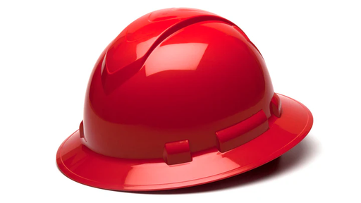 [HP56120] Hard Hat, Ridgeline Full Brim 6 Pt Ratchet Suspension - Red