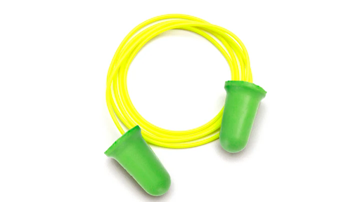 [DP1201] Earplugs - Green bell Shaped Plug - yellow corded - Polybag with dispenser- 100 pair/box - Green