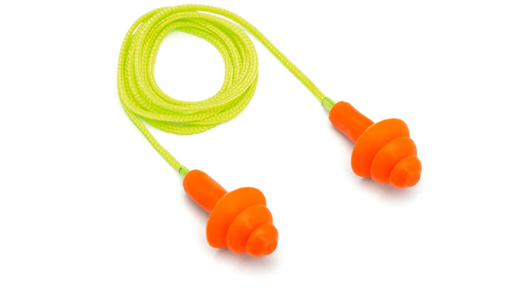 [RP3001PC] Earplugs - Yellow corded reusable orange earplug - NRR24dB - individual plastic case-pack of 30 - Orange