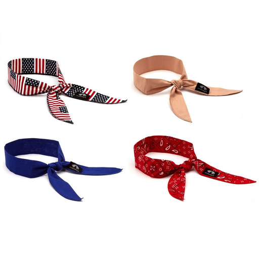[CNB100MIX] Cooling bandana 100 bulk pack - multi colors: American flag, royal blue, red paisley, khaki