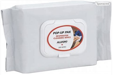 [1001-200PU] Allegro - Alcohol Respirator Cleaning Wipes, Pop-Up Pak (200/Pak)